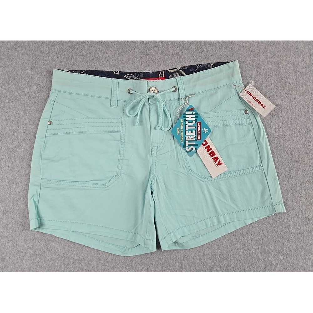 UNION BAY Womens Size 7 Junior Megan Twill Shorts Stretch Mint Green NWT